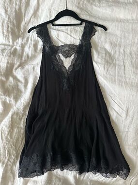 Vintage Free People Lace-Trim Babydoll Top